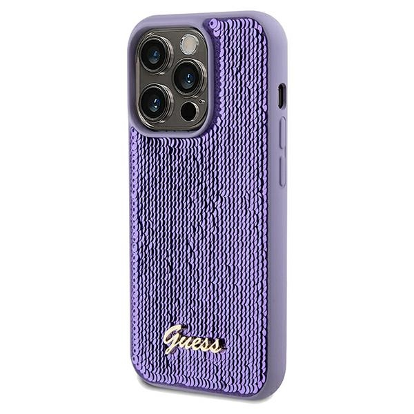 Guess iPhone 13 Pro Max Case Sequin Script Metal, Purple