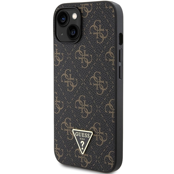 Guess 4G Triangle Metal Logo Case for iPhone 14/15/13 - Black