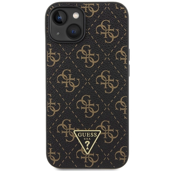 Guess 4G Triangle Metal Logo Case for iPhone 14/15/13 - Black