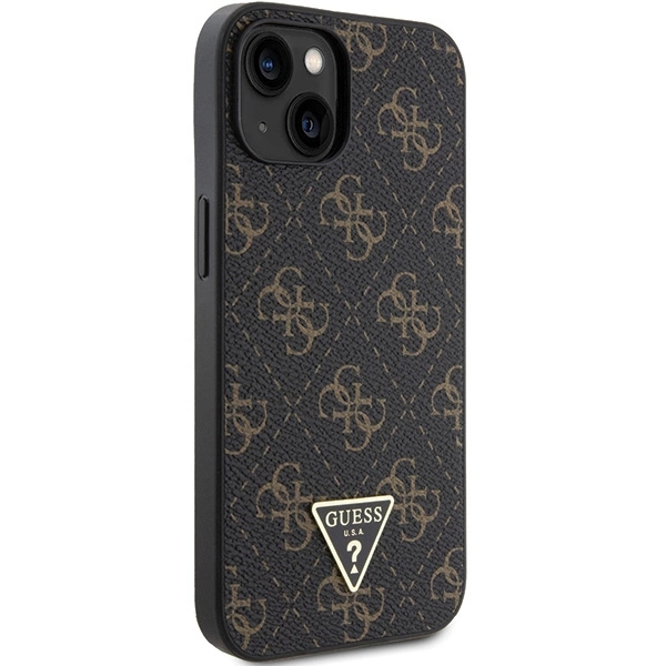 Guess 4G Triangle Metal Logo Case for iPhone 14/15/13 - Black