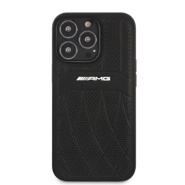 Mercedes iPhone 13 Pro Max Case AMG Leather Curved Lines, Black
