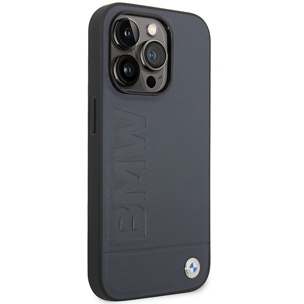 Case BMW BMHMP14LSLLNA iPhone 14 Pro 6.1" navy/navy hardcase Leather Hot Stamp MagSafe