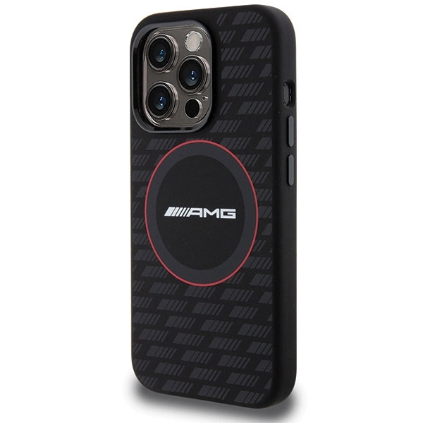Чехол AMG Silicone Carbon Pattern MagSafe для iPhone 15 Pro - черный