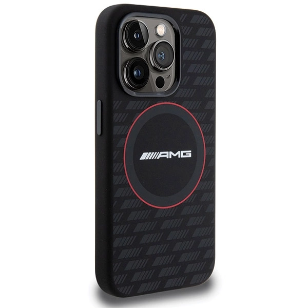 Чехол AMG Silicone Carbon Pattern MagSafe для iPhone 15 Pro - черный