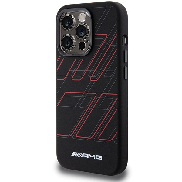 AMG Silicone Large Rhombuses Pattern MagSafe case for iPhone 15 Pro Max - black