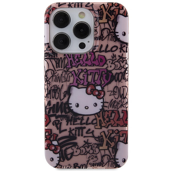 Hello Kitty iPhone 14 Pro Max Case IML Tags Graffiti, Pink