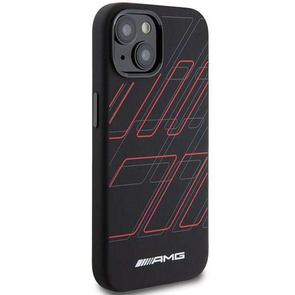 Чехол Mercedes AMG для iPhone 15 / 14 / 13 Silicone Large Rhombuses MagSafe, черный