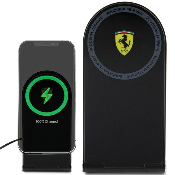 Ferrari Printed Logo MagSafe Foldable 2in1 15W Wireless Charger - Black