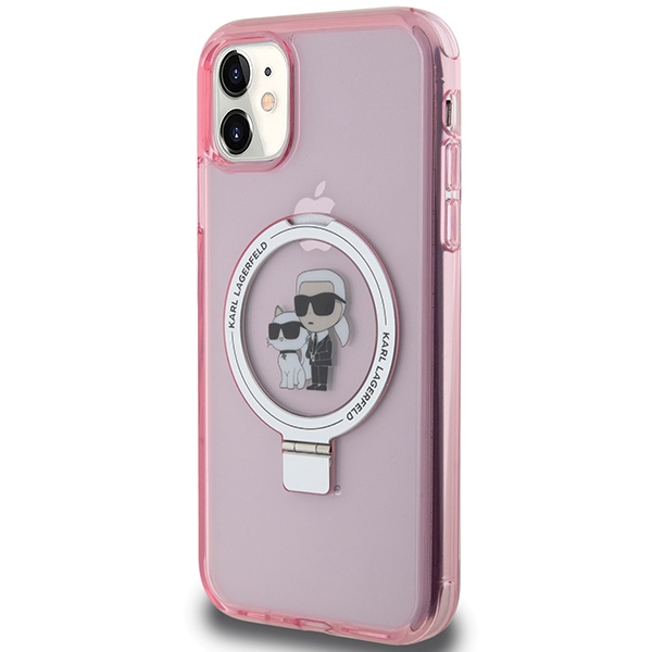 Karl Lagerfeld iPhone 11 / XR Case Ring Stand Karl & Choupette MagSafe, Pink