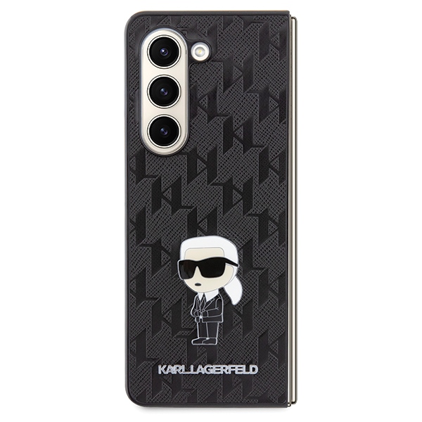 Karl Lagerfeld Samsung Galaxy Z Fold 5 Case Saffiano Monogram Ikonik Pin, Black