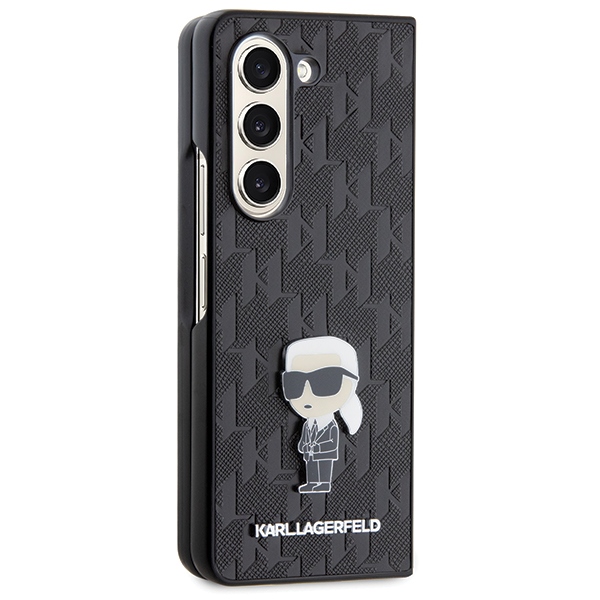 Karl Lagerfeld Samsung Galaxy Z Fold 5 Case Saffiano Monogram Ikonik Pin, Black