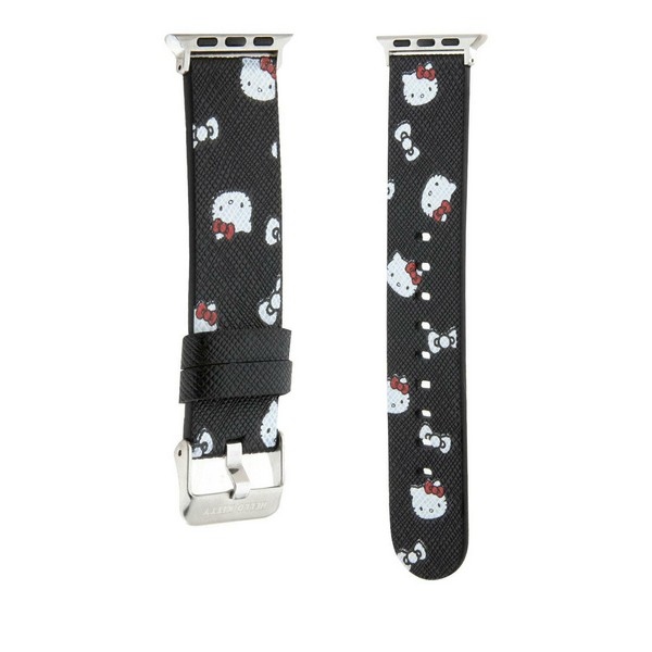 Hello Kitty Strap for Apple Watch 38/40/41mm Heads & Bows Pattern, Black