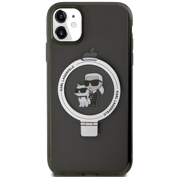 Karl Lagerfeld iPhone 11 / XR Case Ring Stand Karl & Choupette MagSafe, Black
