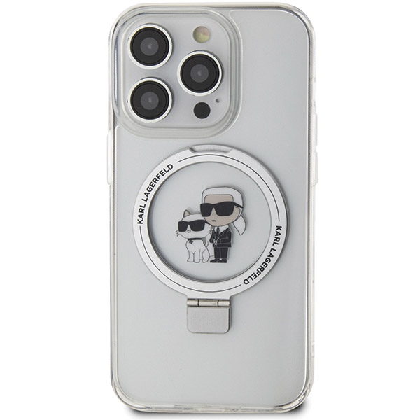 Apple iPhone 14 Pro Max 6.7\" Karl Lagerfeld Ring Stand Karl&Choupette MagSafe Case Cover, White