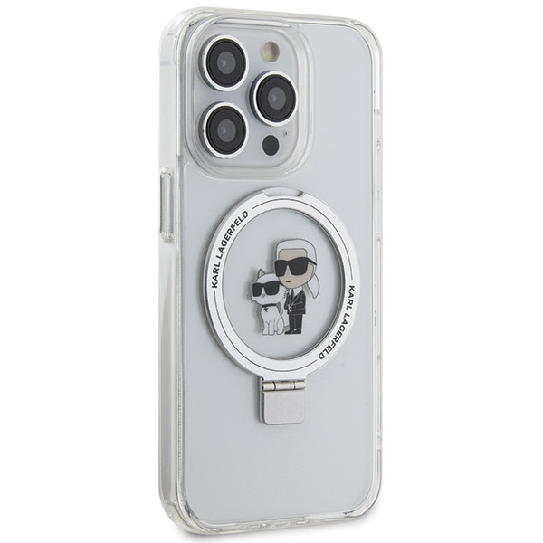 Apple iPhone 14 Pro Max 6.7\" Karl Lagerfeld Ring Stand Karl&Choupette MagSafe Case Cover, White