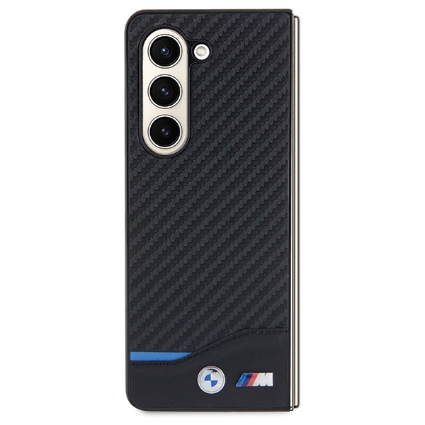 BMW Samsung Galaxy Z Fold 5 vāciņš Leather Carbon, melns