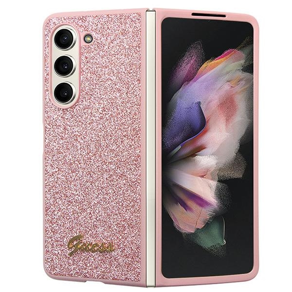 Guess Samsung Galaxy Z Fold 5 vāciņš Glitter Script, rozā