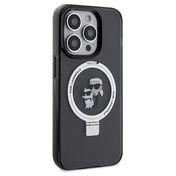 Apple iPhone 14 Pro Max 6.7\" Karl Lagerfeld Ring Stand Karl&Choupette MagSafe Case Cover, Black