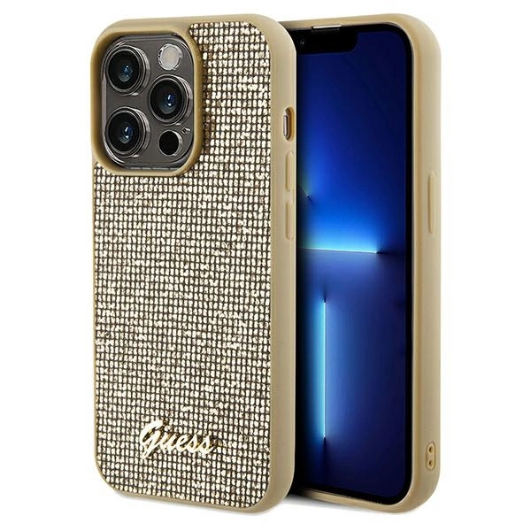 Apple iPhone 14 Pro 6.1'' Guess Disco Metal Script Case Cover, Gold