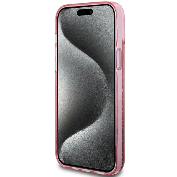 Apple iPhone 15 6.1\'\' Guess Liquid Glitter Gold Stripes Case Cover, Pink | Чехол Кейс Бампер...