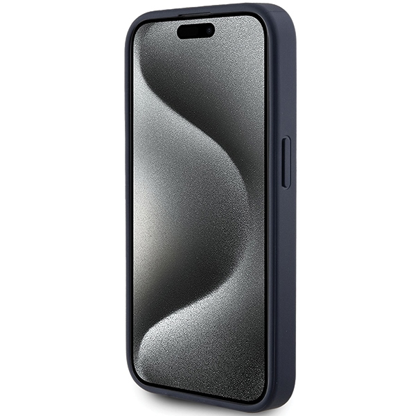 Guess iPhone 15 Pro Case 4G Triangle Metal Logo, Blue