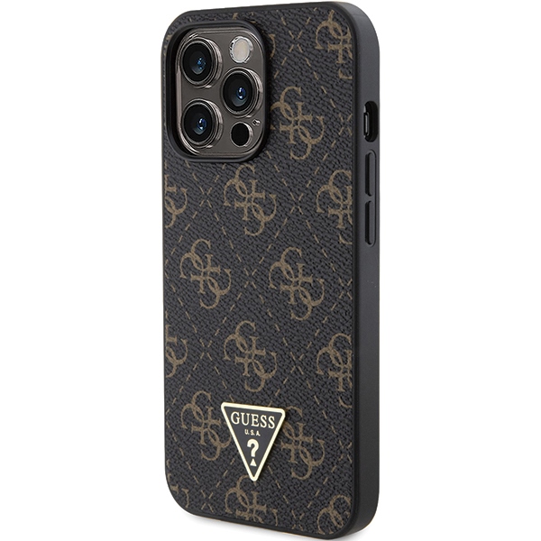 Guess iPhone 14 Pro Case 4G Triangle Metal Logo, Black