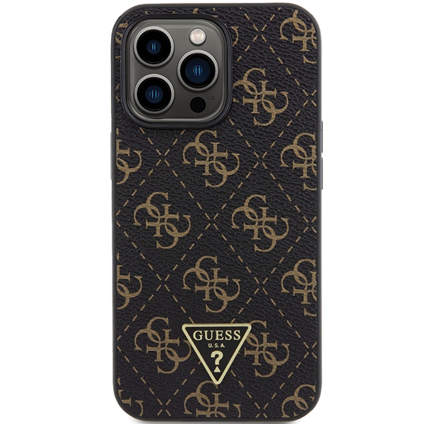 Guess iPhone 14 Pro Case 4G Triangle Metal Logo, Black