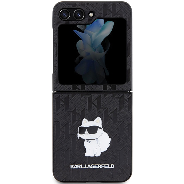 Karl Lagerfeld Saffiano Monogram Choupette Pin Case for Samsung Galaxy Z Flip 5, Black