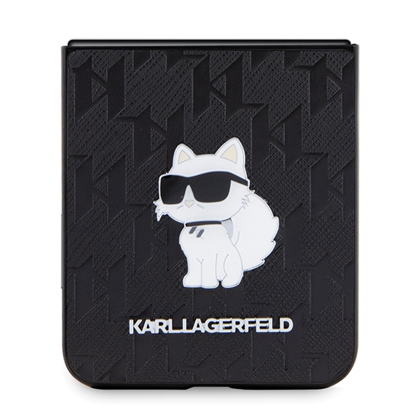 Karl Lagerfeld Saffiano Monogram Choupette Pin Case for Samsung Galaxy Z Flip 5, Black