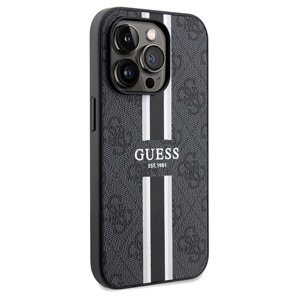 Guess iPhone 15 Pro Max Case 4G Printed Stripes MagSafe, Black