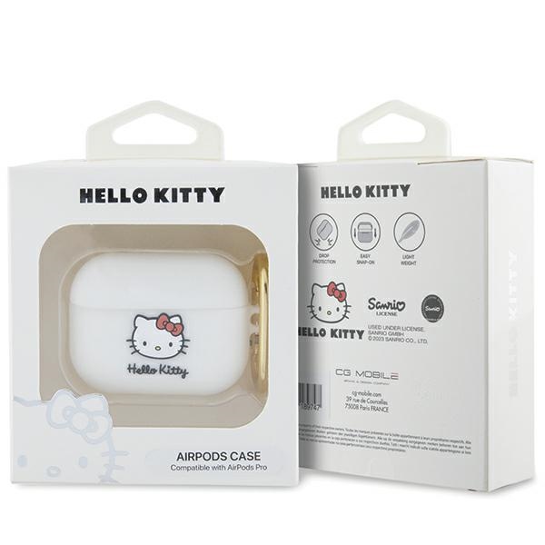 Чехол Hello Kitty для AirPods Pro Silicone 3D Kitty Head, белый