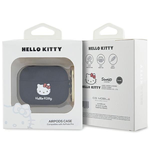 Чехол Hello Kitty для AirPods Pro Silicone 3D Kitty Head, черный