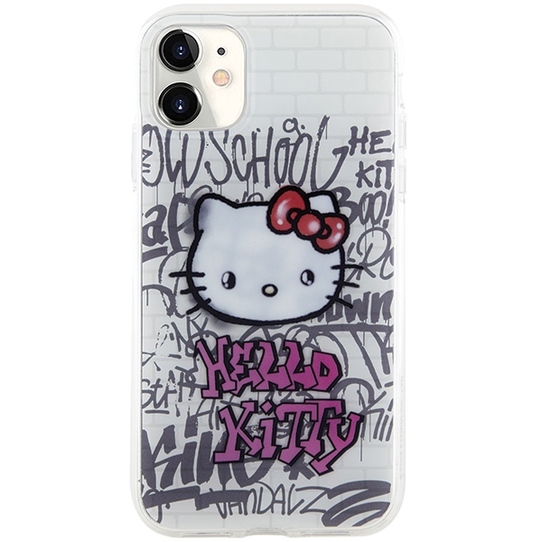 Hello Kitty iPhone 11 / XR Case IML Kitty On Bricks Graffiti, White