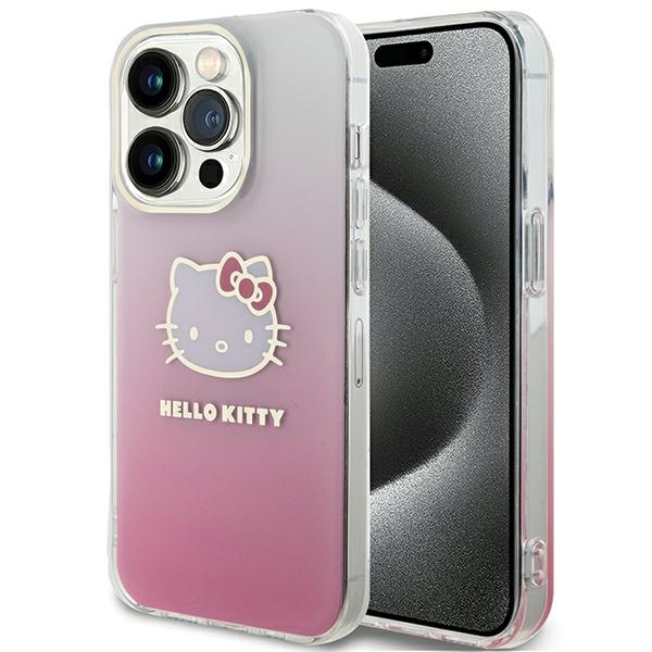 Apple iPhone 14 Pro 6.1'' Hello Kitty IML Gradient Electrop Kitty Head Cover Case, Pink