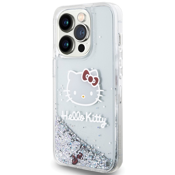 Hello Kitty iPhone 13 / 13 Pro Case Liquid Glitter Charms Kitty Head, Silver