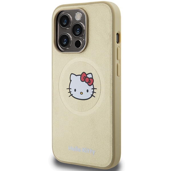 Hello Kitty iPhone 13 Pro Max Case Leather Kitty Head MagSafe, Gold