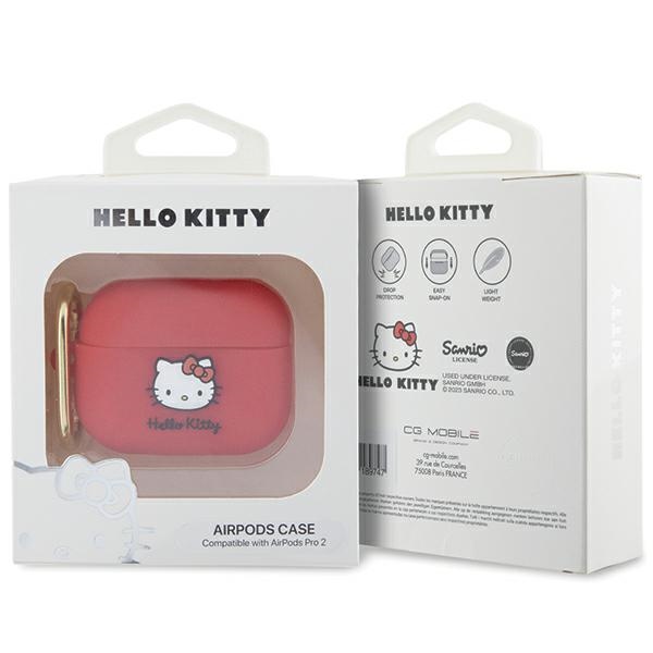 Чехол Hello Kitty для AirPods Pro 2 Silicone 3D Kitty Head, фуксия