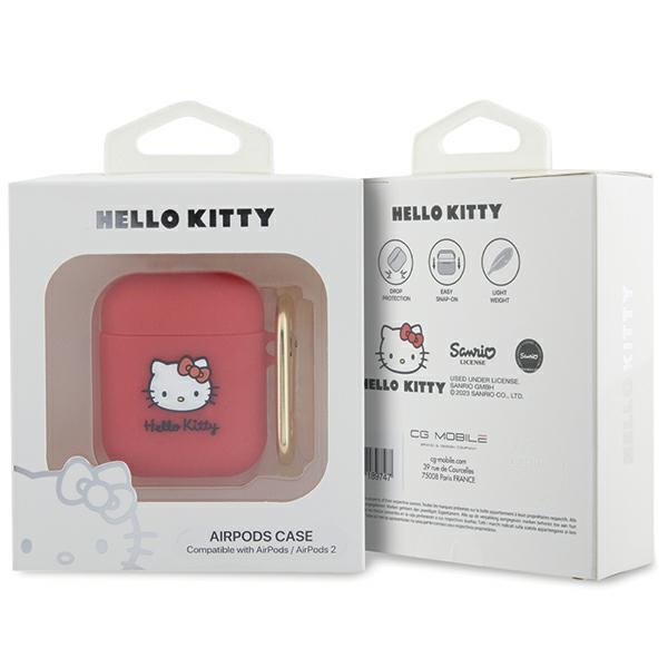 Hello Kitty AirPods 1 / 2 Case Silicone 3D Kitty Head, Fuchsia