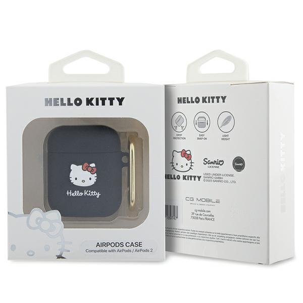 Hello Kitty AirPods 1 / 2 Case Silicone 3D Kitty Head, Black