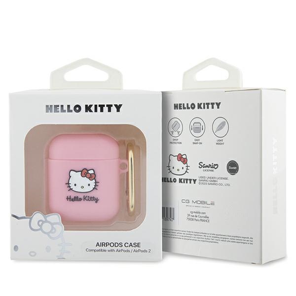 Hello Kitty чехол для AirPods 1 / 2 Silicone 3D Kitty Head, розовый