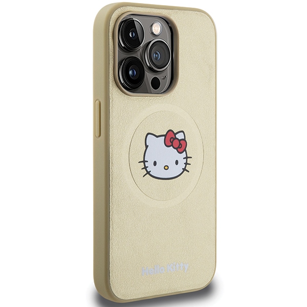 Hello Kitty iPhone 14 Pro Max Case Leather Kitty Head MagSafe, Gold