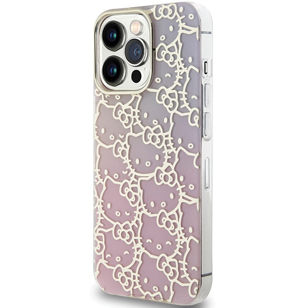 Hello Kitty iPhone 14 Pro Case IML Gradient Electrop Crowded Kitty Head, Pink