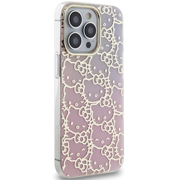 Hello Kitty iPhone 14 Pro Case IML Gradient Electrop Crowded Kitty Head, Pink