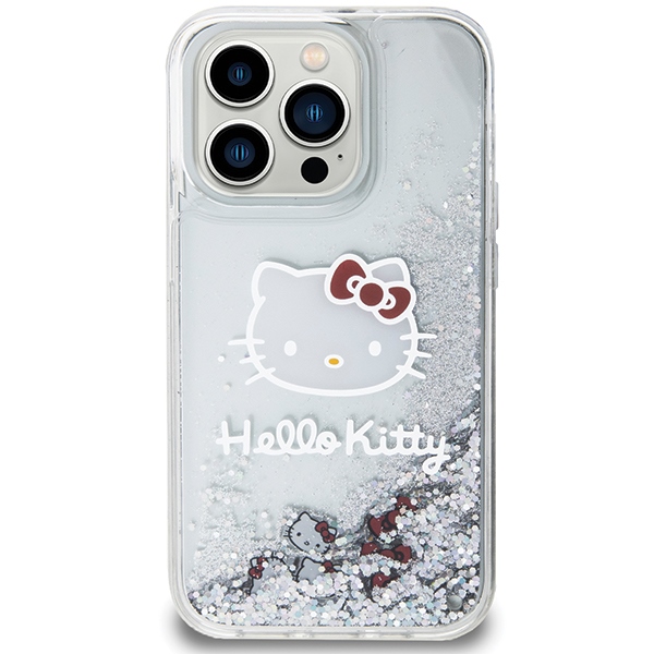 Hello Kitty iPhone 13 Pro Max Case Liquid Glitter Charms Kitty Head, Silver