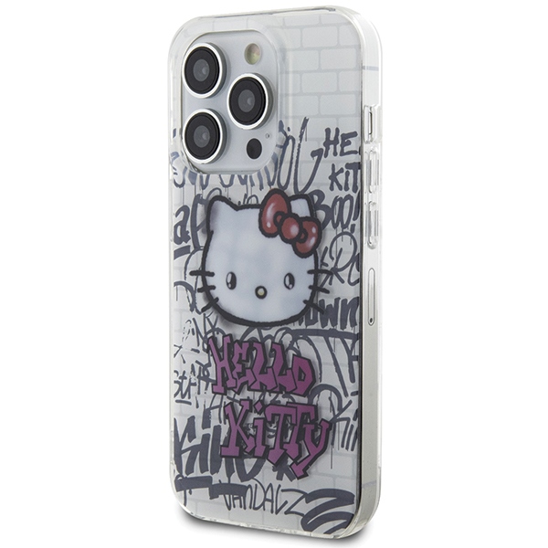 Hello Kitty iPhone 13 / 13 Pro vāciņš IML Kitty On Bricks Graffiti, balts