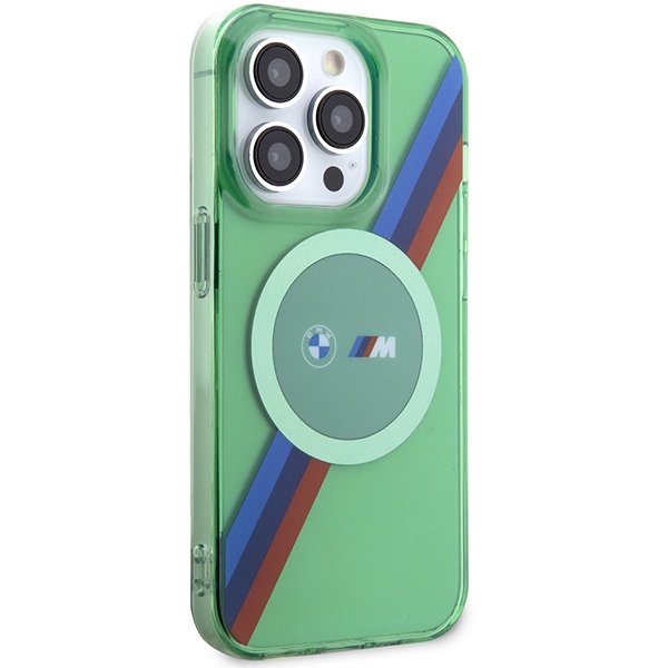 BMW iPhone 15 Pro Case M Tricolor Stripes MagSafe, Green