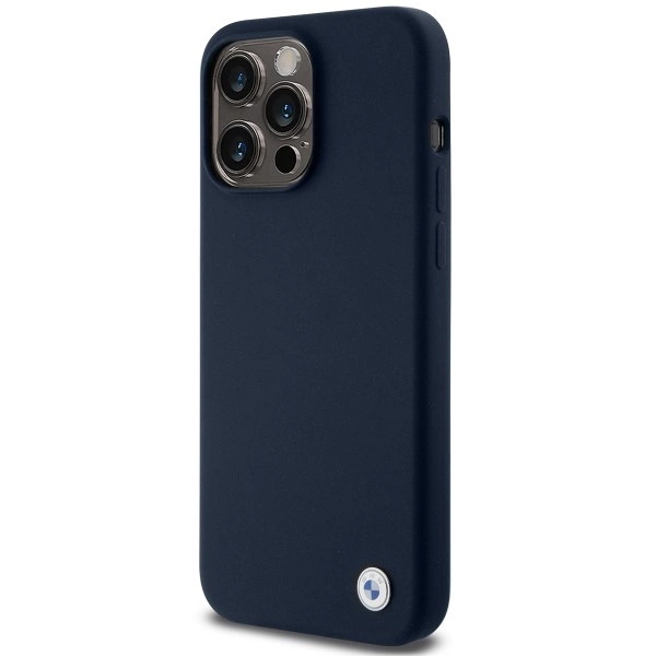 BMW Silicone Metal Logo case for iPhone 15 Pro Max - navy blue