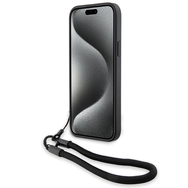 BMW iPhone 15 / 14 / 13 Case Signature Leather Wordmark Cord, Black