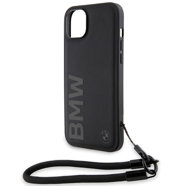 BMW iPhone 15 / 14 / 13 Case Signature Leather Wordmark Cord, Black