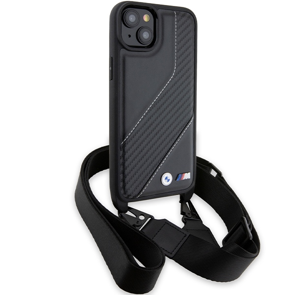 BMW iPhone 15 Plus / 14 Plus Case M Edition Carbon Stripe & Strap, Black